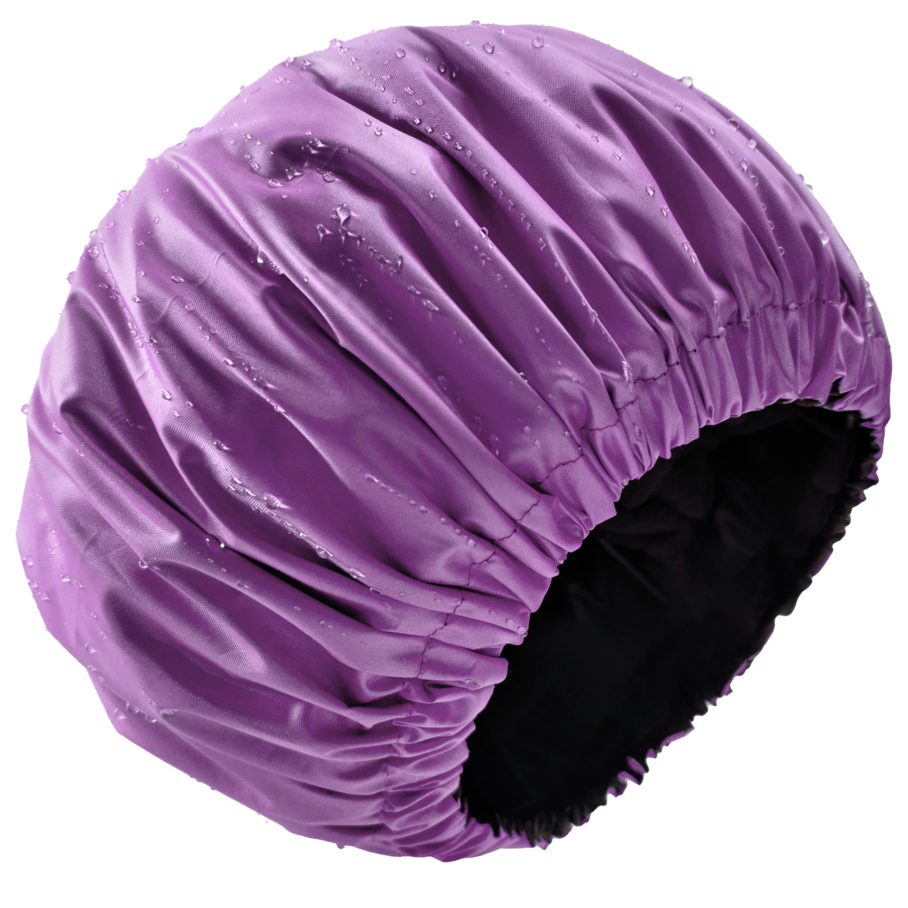 

Women Waterproof Extra Large Satin Lined Shower Cap With Adjustable Size, Purple