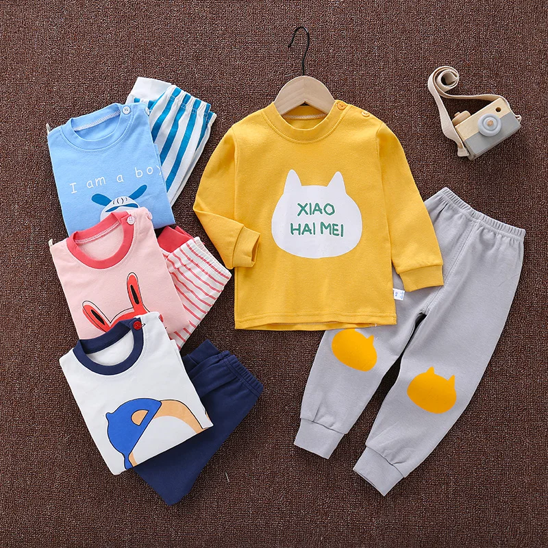 

Autumn Wear 2020 New children's long Johns cotton Baby Underwear Set for boys and girls home wear pyjamas kids clothing, Picture shown