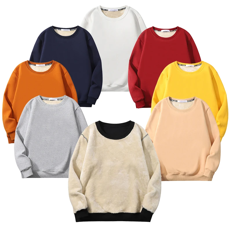 

2022 Fashion Winter Warm Sherpa Fleece Crewneck Sweatshirt High Quality Men's Plain Crew Neck Sweatshirt