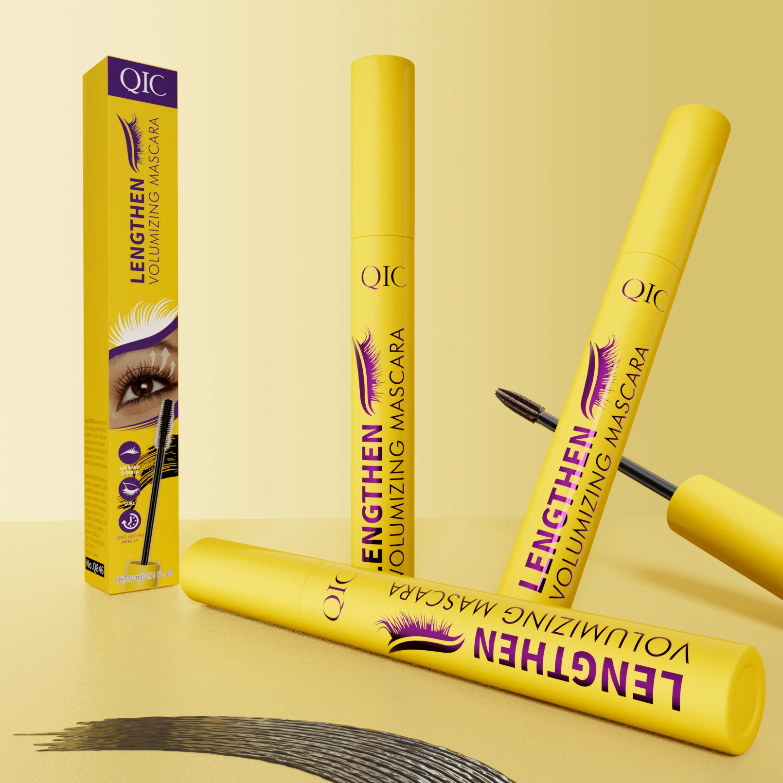 New Long-lasting Volume Vegan 4D Thick Waterproof Mascara With 2 Colors for Makeup