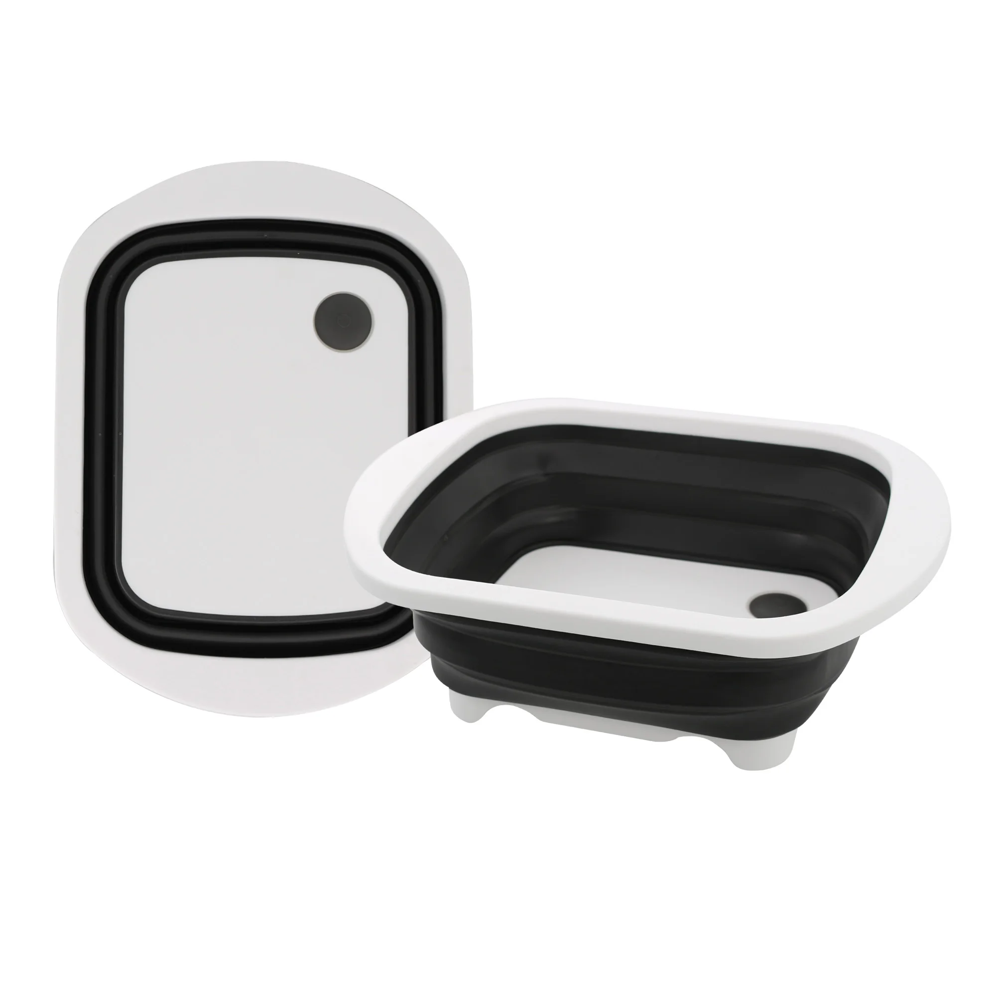 

Multifunctional Space Saving 3 in 1 Cutting Board with Fodling Colander Storage Strainer for Kitchen Outdoor, Multicolor