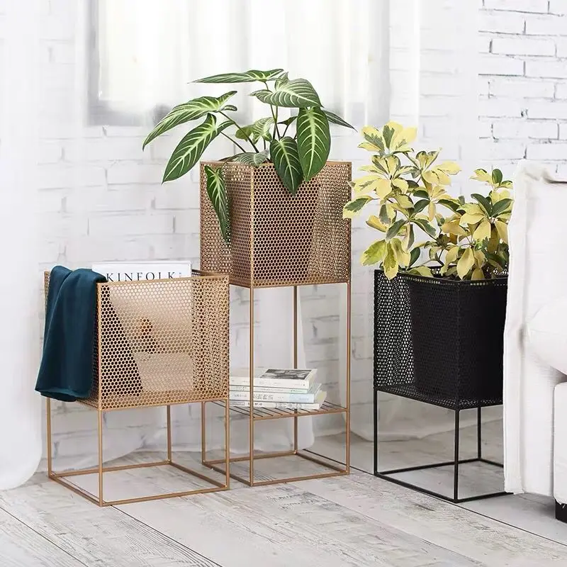 

Home Indoor Decoration Gold Iron Metal Plant Flower Pot Stand For Decorative Table, Customized color