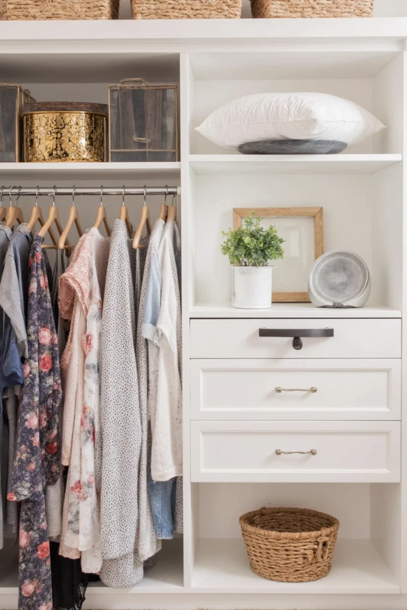 Hanging shelves inside closet