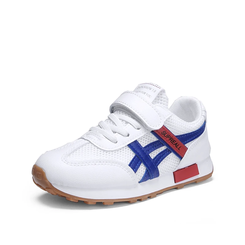 

Summer Children Casual Sports Shoes Mesh Upper Breathable Tennis Shoes For Kids, White blue;white grey