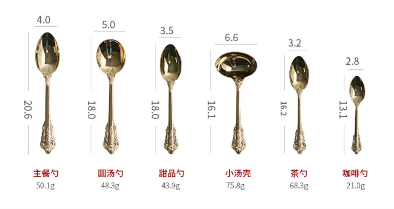 Stainless Steel Spoon Flatware Classic Dinnerware Gold Royal Cutlery Set