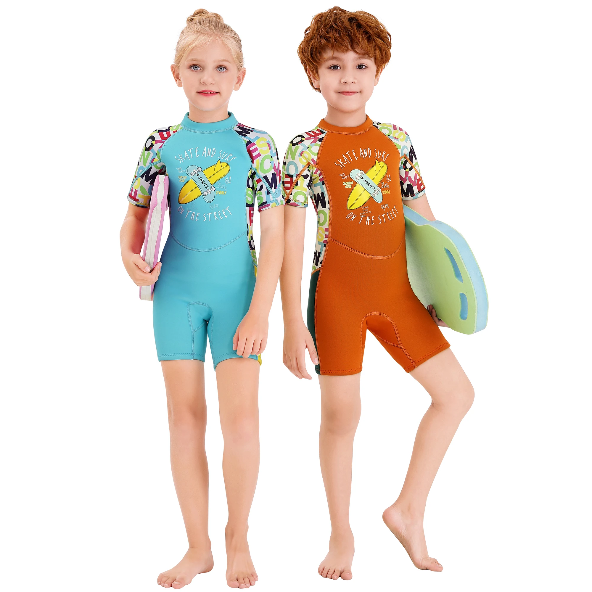 

Girls Boys Frilly Skirt One Piece Rash Guard Swimsuit Kid Water Sport Short Swimsuit UPF 50+ Sun Protection Bathing Suits, Printing color