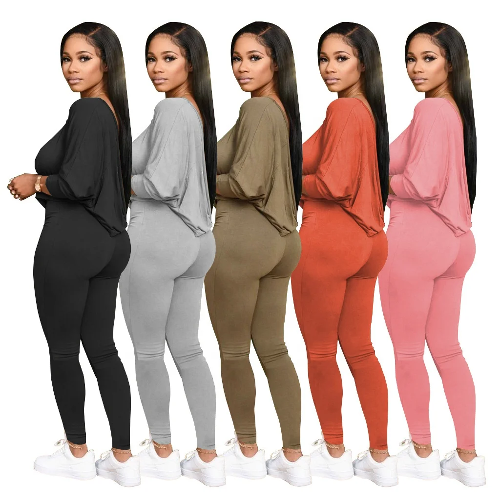 

W8124 Zoom Life Low MOQ One Shoulder Long Sleeve Tops Stretchy Leggings Solid Color Casual 2 Pieces Set Women Outfits Tracksuit, One color