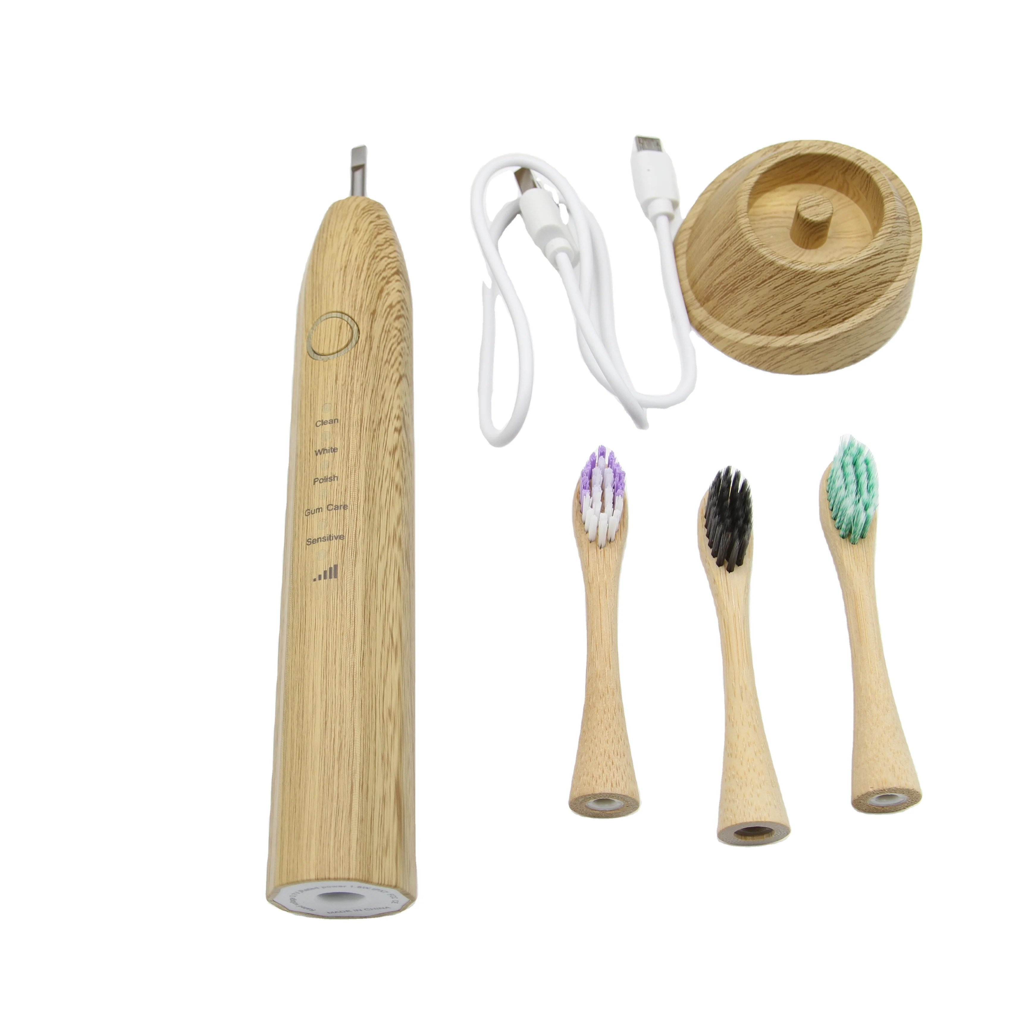 

China gift box 10 best 360 sonic customised wireless bamboo electric toothbrush heads biodegradable, Natural