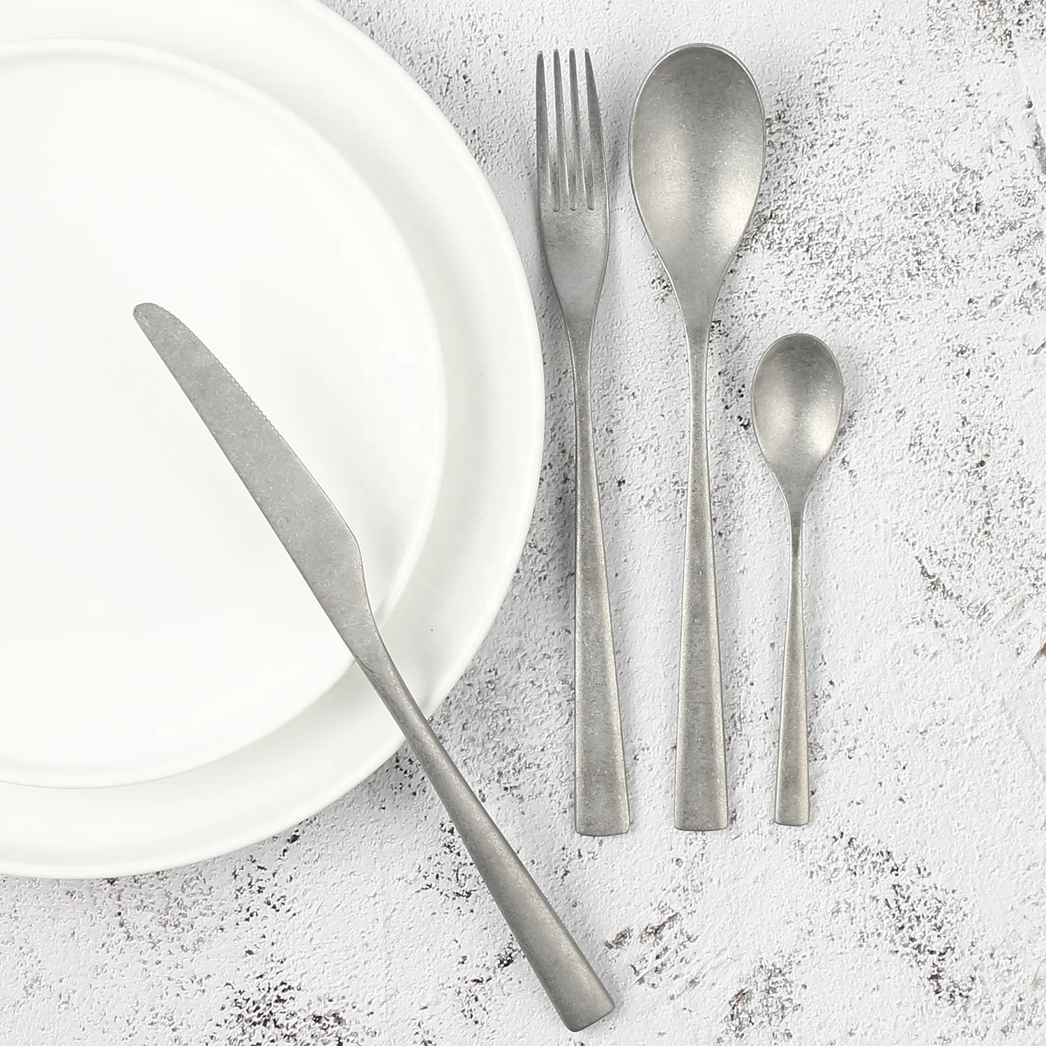 

Lekoch 5pcs Silver Flatware Spoon Fork Knife Set Stainless Steel Cutlery Set for Wedding Restaurant Party, Matte silver