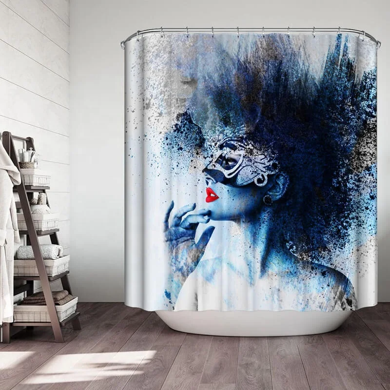 

i@home fashionable polyester beauty designer custom shower curtain art printing bathroom, Blue/red