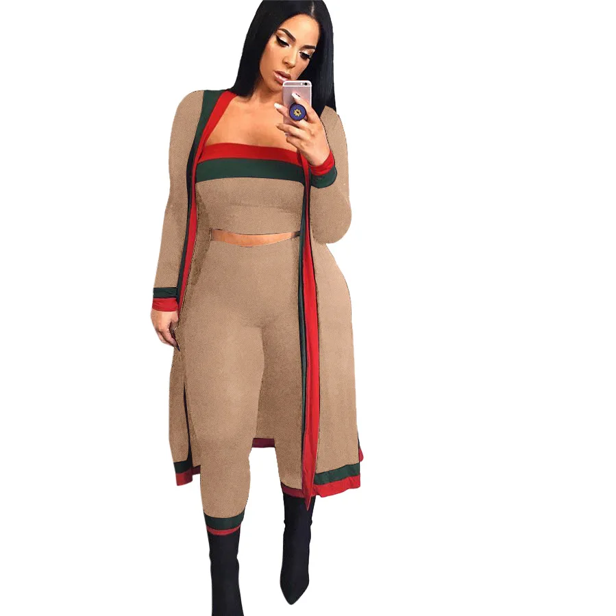 

2020 Fall Apparel Fashion Bodycon Long Coat Three-Piece Set Plus Size Sexy Women suit, Picture