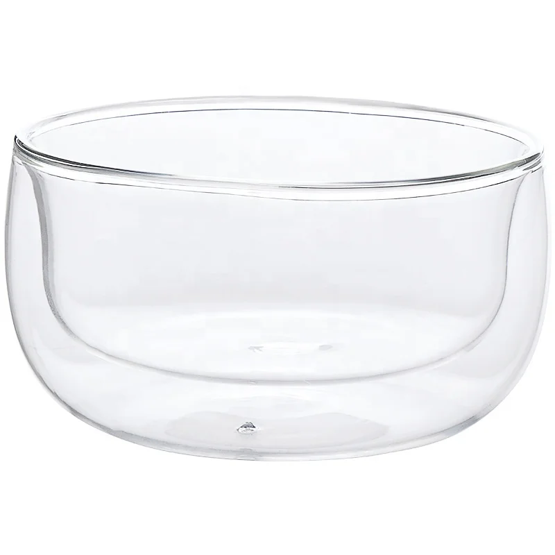 

Factory Supply Easy to Clean Double Glass Bowl for Fruits and Salads