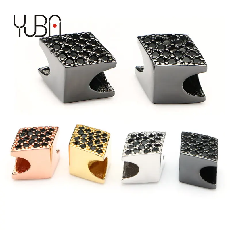 

Micro inlay plated copper CZ Black cubic square Spacer Beads bangle beaded accessories DIY charms bracelets for jewelry making, Silver/gold/black/roes gold