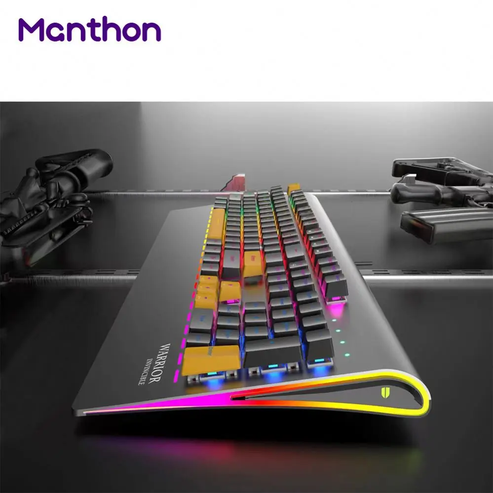 

Honcam OEM 104 Keys Content Key Cap RGB Metal Gaming Mechanical Keyboard Gamer for PC PUGB Laptop Computer, Rgb lights