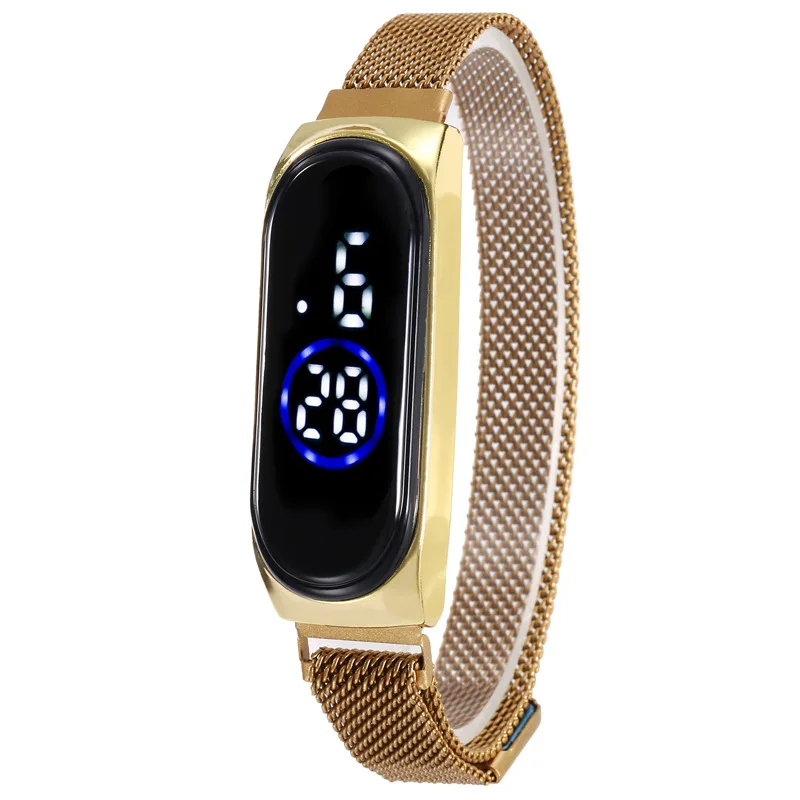

Hot selling in stock Milanese magnet buckle digital display electronic quartz watch for women, As picture