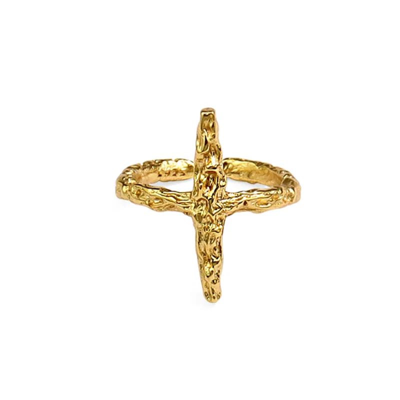 

Trend Cross Gold Retro Metal Texture Ins Cold Wind Jewelry Ring