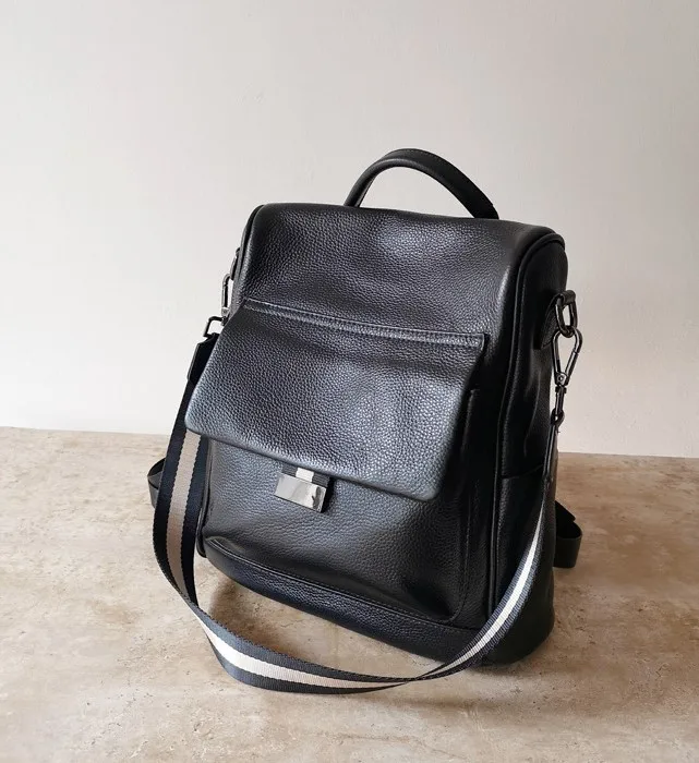 

Black Fashion Geniue Leather New Women backpac casual soft leather bp