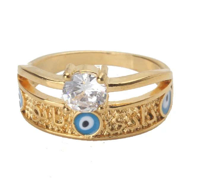 

European Fashion Bridal Jewelry Gold Plating Evil Eyes Rings Stainless steel Crystal Blue Eye Ring For Girl