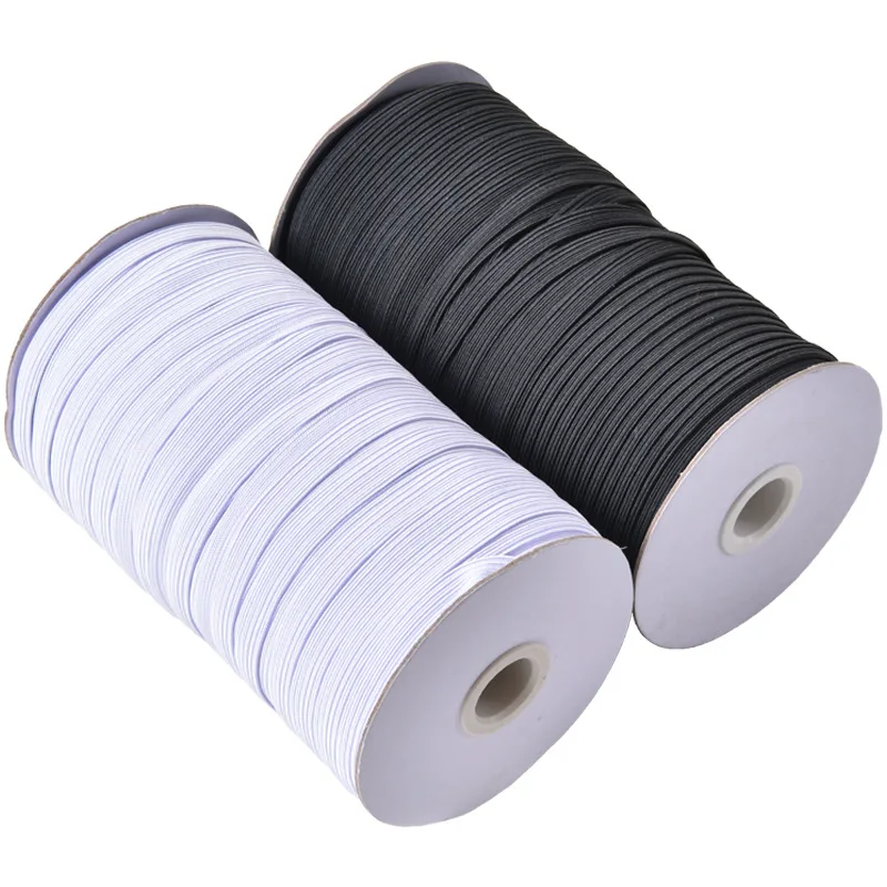 

Custom Size 1/8" 1/4" 3mm white black flat thin skinny elastic band braided elastic roll with high elasticity, Customized