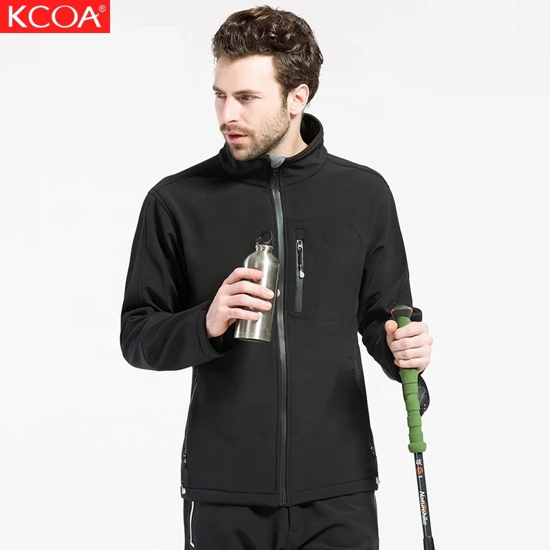 

KCOA Wholesale OEM Factory Men Winter Breathable Custom Logo Plain Black Softshell Jacket With Hood, 6 colors