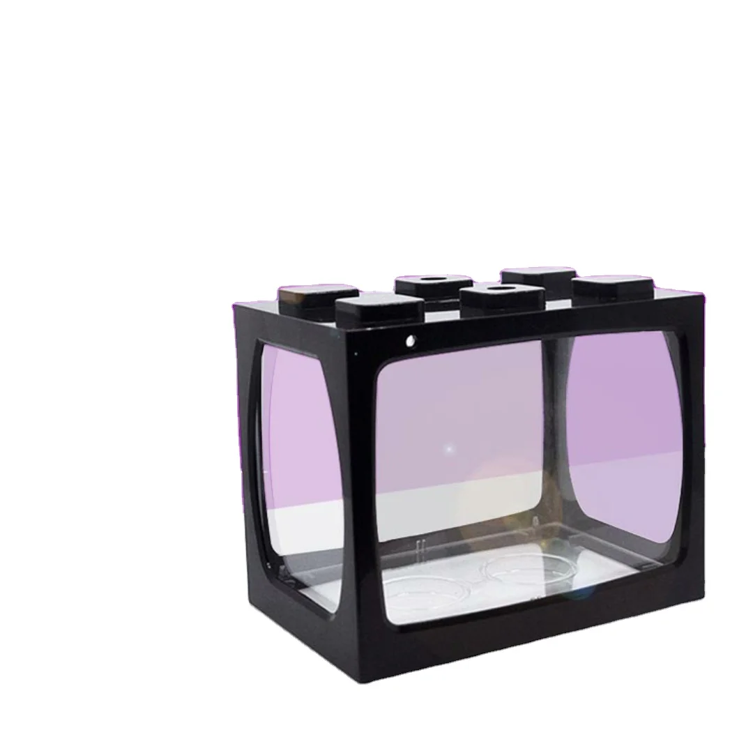 

Wholesale Acrylic Desktop Aquarium Mini Fish Tank Plastic Aquarium Plastic Magic Lego Pet Home Lego Fish Tank
