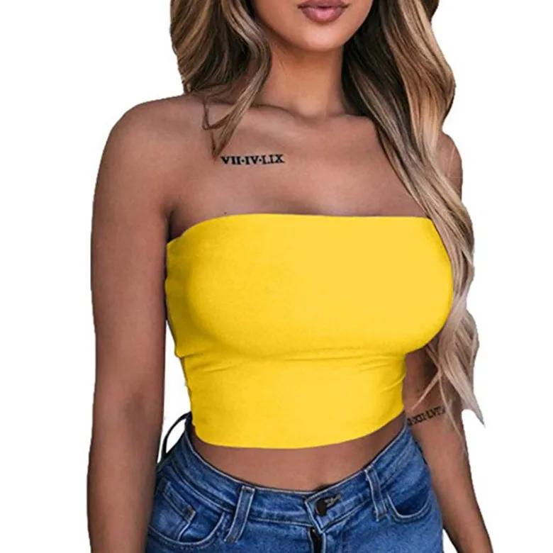 

Wholesale Summer Crop Top For Women Tube Top Girls Casual Cotton Yoga Top, Picture