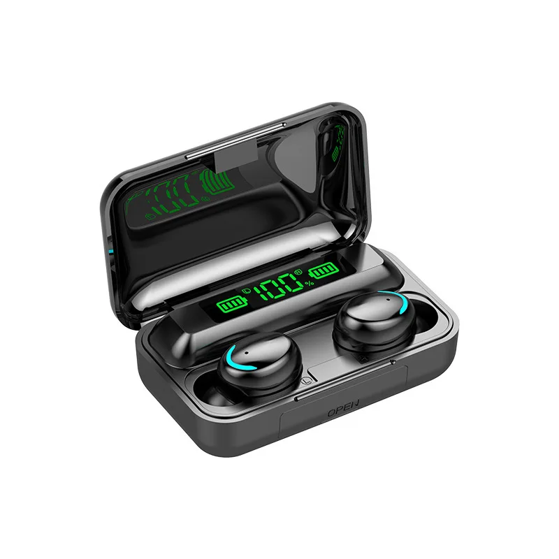 

F9-5C Wireless Earbuds TWS Stereo in-Ear Earphones Sweatproof Sport Headsets with Mic Charging Case,LED Digital Mirror Display, Black