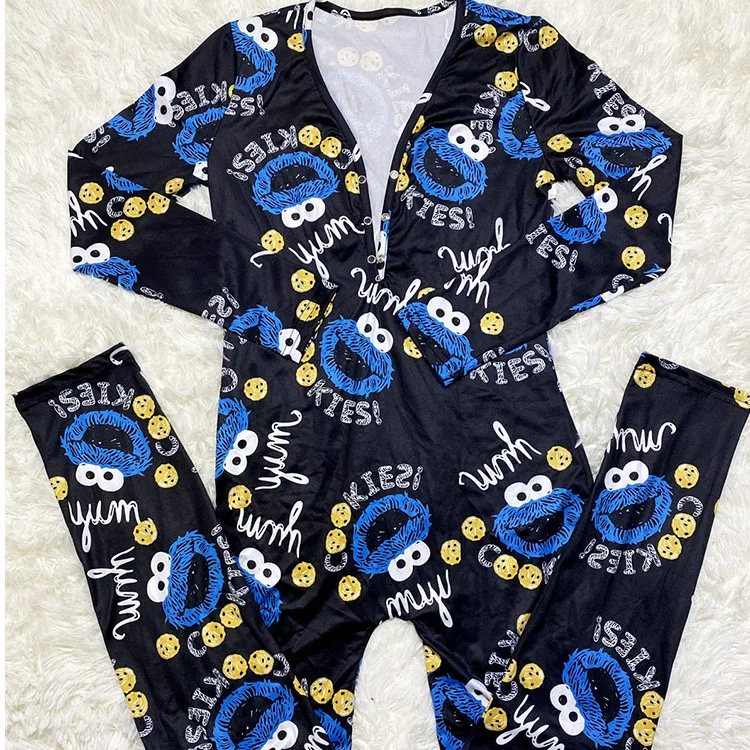 

Body Suit Onesie Wowoman China Summer Pajamas Set Cookie One Piece 2019 Fashion Romper Women 2020 short sleeve, Picture shows