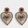 MOT2019005 MoyaMiya Seed Bead Crochet evil eye heart shape Dangle Drop Earrings