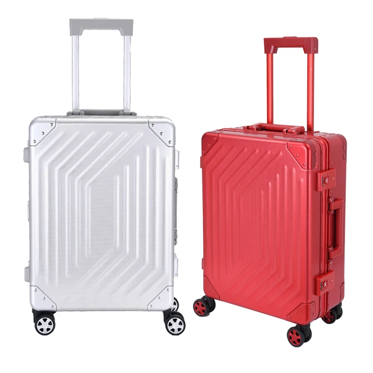 

11E 20''/26'' aluminum material travel luggage 3 piece trolley set trolly rolling travel, Silver