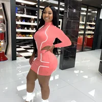 

Women's Full Sleeve Hollow Out Reflective Sheath Mini Dress 2019 Sexy Bodycon Autumn Casual Dress
