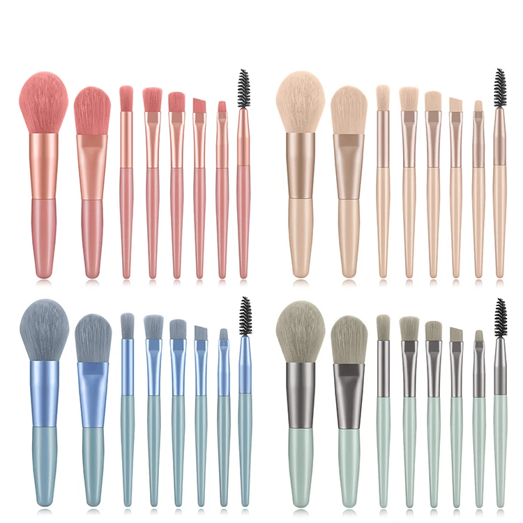 

8 Professional Pink makeup sets brushes cosmetic makeup brushes professional glitter makeup brush set, As pictures