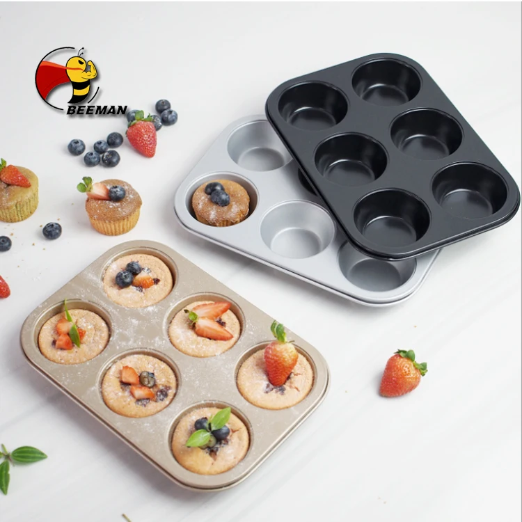 

Beeman Big Size 6 Cup Carbon Steel Cake Cupcake Mold Baking Muffin Pan