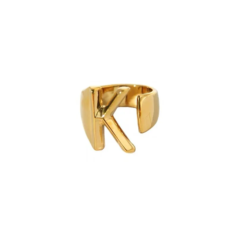

Western Style Initial Letter Rings,Gold Copper Cuff Rings for Women