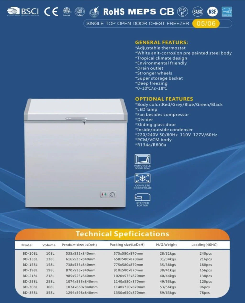 Commercial Portable Tabletop Chest Ice Frost Free Display Chest