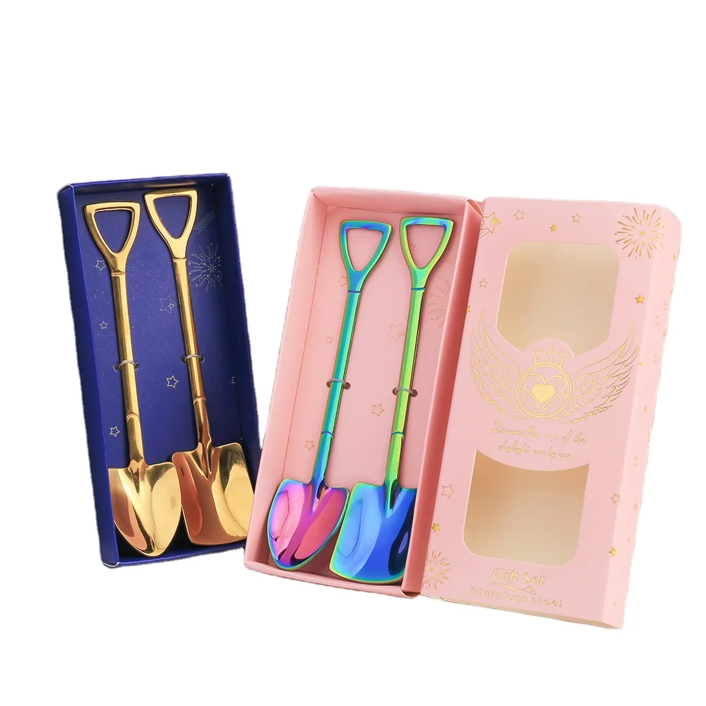 

Wholesale stainless steel ice cream watermelon spade shovel gift spoon, 4 colors available