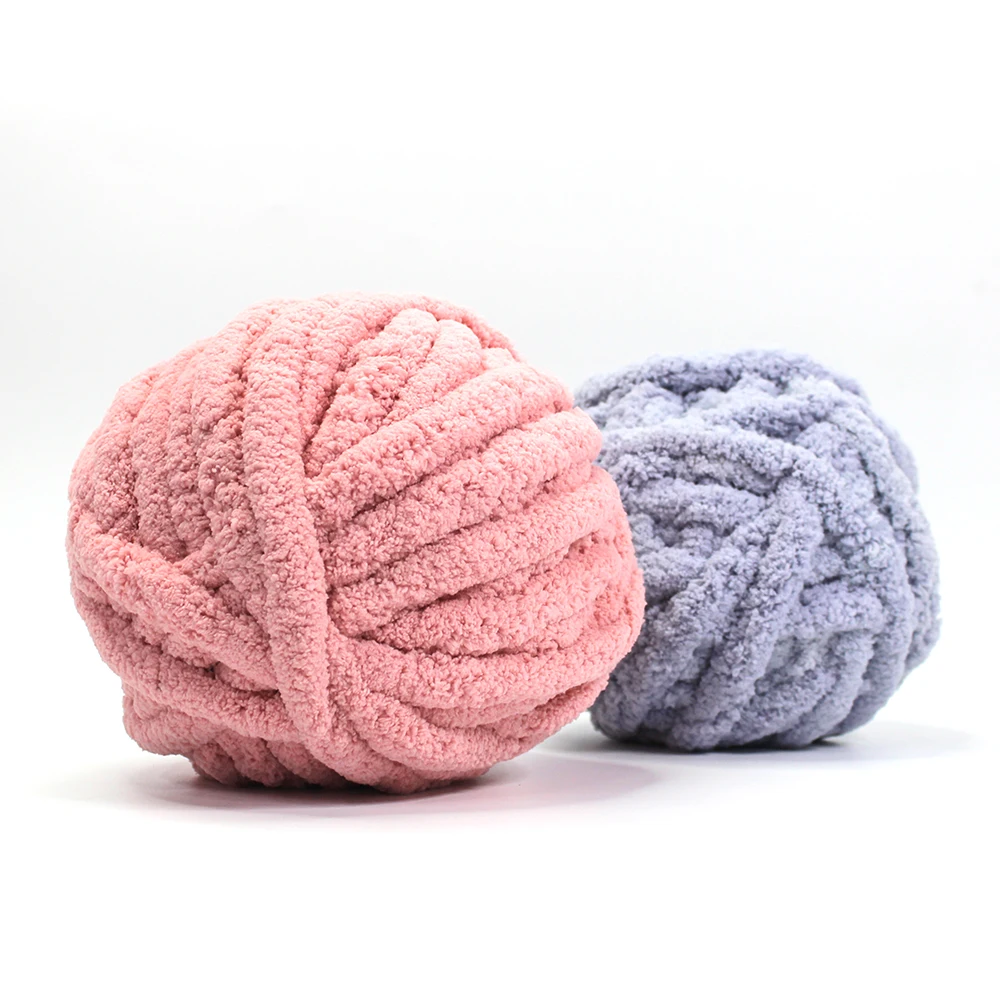 

250g 2cm 100% polyester wholesale wool soft hand knitting velvet jumbo bulky big super chunky chenille yarn for blanket