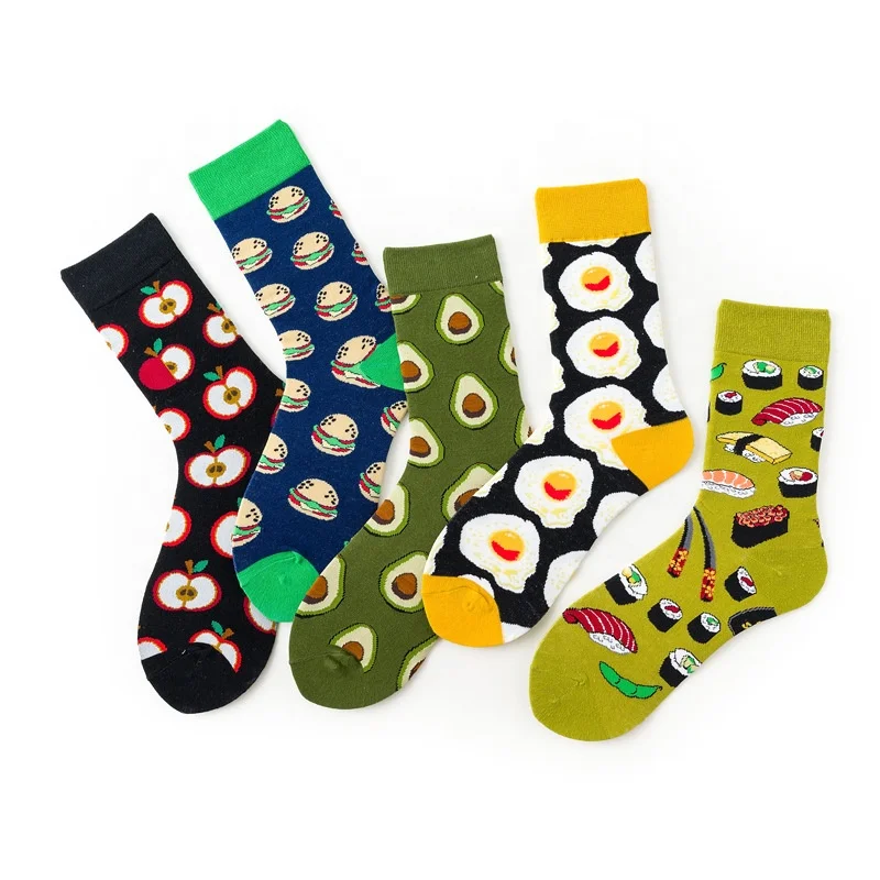 

Wholesale New Fashion Colorful Knitted Men's Cotton Funny Design Socks Custom Logo Athletic Socks