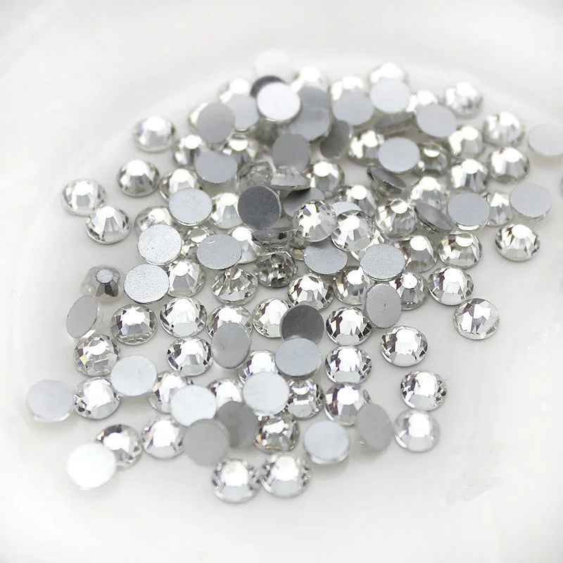 

USA Free Shipping High Shinning 1440pcs/bag Non Hot Fix Flat Base Clear Color ss3-ss20 Glass Nail Art Accessories Rhinestone