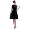 2019 Latest Designs Chinese Morden fashion Cheongsam Elegant Black Qipao Short lace Dress For Women Party or othr Casual Wear