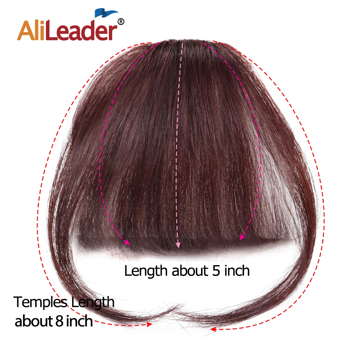 

AliLeader Air Bangs One Clip On Hair Extension Straight Hair Pure Human Hair Bangs Front Neat Fringe, Picture