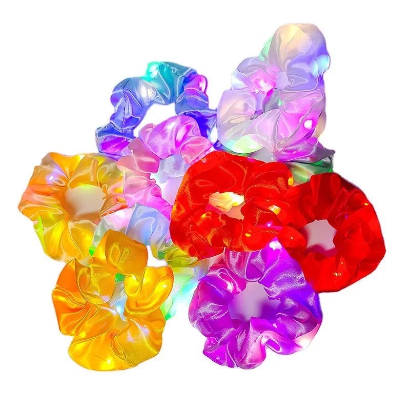

LED Hair Scrunchies New Creative Bright Satin Hair Ties Fluorescent Color Ponytail Hair Scrunchies For Girls