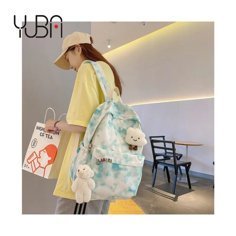 

2021 Trend gradient tie dye book bag for high school leisure backpacks for girls