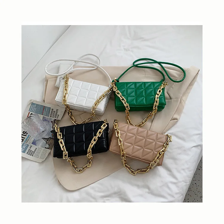 

Luxury Thick Acrylic Chains Embroidery Shoulder Armpit Purses Quilted 2021 New Underarm Messenger Bags Designer Women Hand Bags