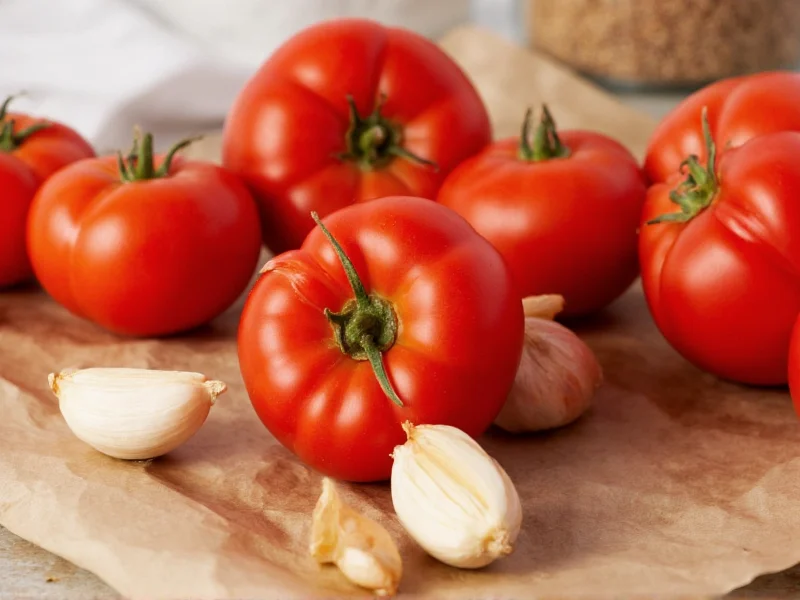 Fresh tomatoes and garlic for homemade marinara sauce