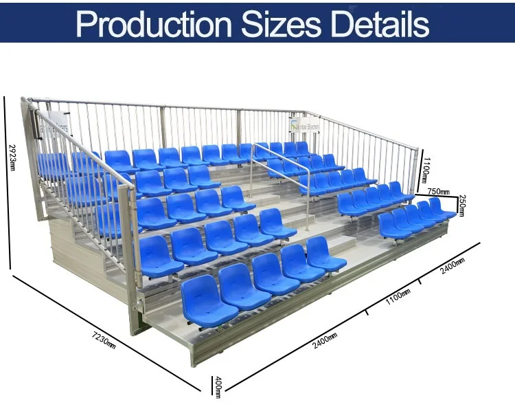5 Rows Bleachers Seating Tribunes Metal Bleacher Aluminum Grandstand