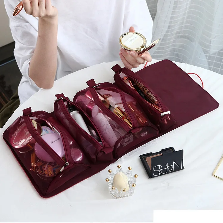 

Korean version of the detachable portable large-capacity portable folding mesh storage bag makeup wash bag