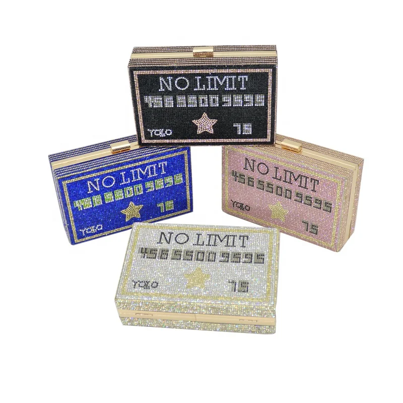 

Black Credit Card Wedding Party Crystal Clutch Bag Rhinestone Clutch Bag Evening Purses(H115), 4 colors