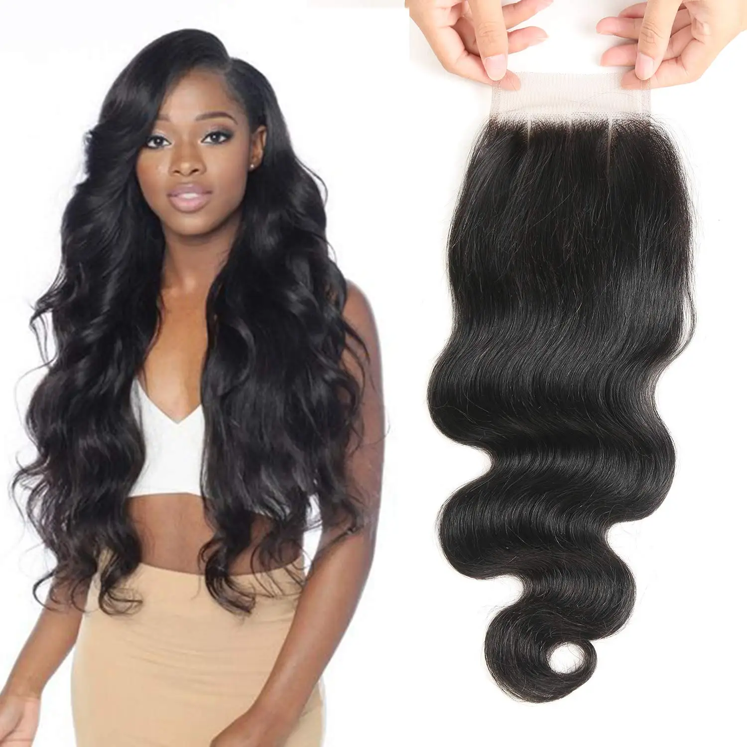 

Wholesale 5x5 HD Lace Closure Peruvian Pre Plucked Virgin Remy Unprocessed 100% Human Hair Cuticle Aligned Closure Lace, Natural back #1b