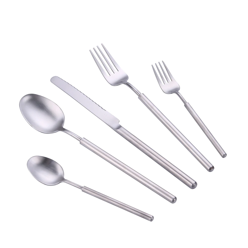 

Plain Stainless Steel Matt Finished Silver Flatware Outdoor Cutlery Set